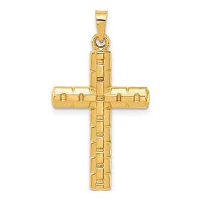 14K Yellow Gold Hollow Latin Cross Pendant