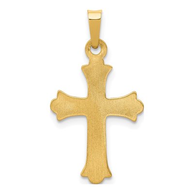 14K Yellow Gold Fleur de Lis Cross Pendant – view 5