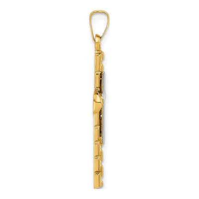 14K Two-Tone Gold Textured Latin Cross Pendant – view 3