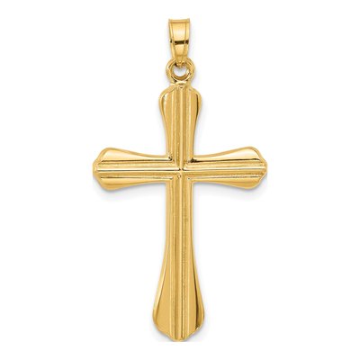 14K Yellow Gold Hollow Cross Pendant