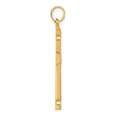 14K Yellow Gold Grooved Hollow Cross Pendant – view 3
