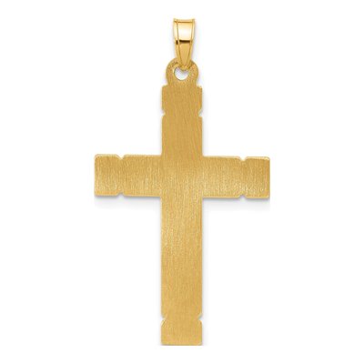 14K Yellow Gold Grooved Hollow Cross Pendant – view 4