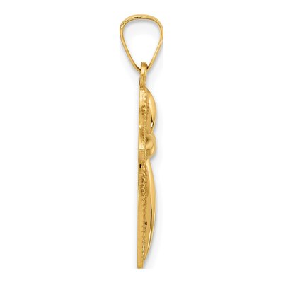 14K Yellow Gold Hollow Beaded Cross Pendant – view 3