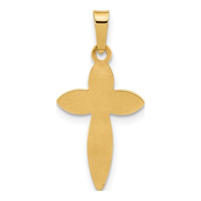 14K Yellow Gold Hollow Beaded Cross Pendant – view 4