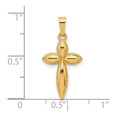 14K Yellow Gold Hollow Beaded Cross Pendant – view 5