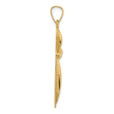 14K Yellow Gold Hollow Beaded Cross Pendant – view 3