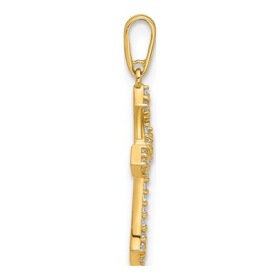 14K Yellow Gold CZ Passion Cross Pendant – view 3