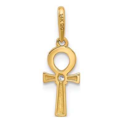 14K Yellow Gold CZ Ankh Cross Pendant – view 4