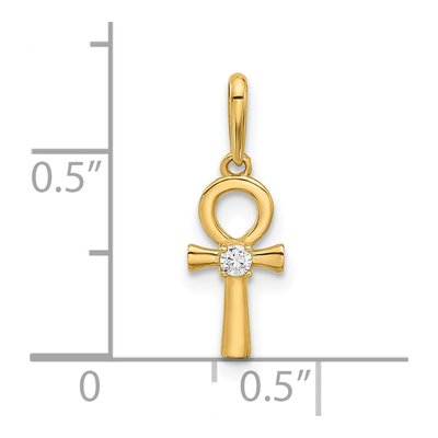 14K Yellow Gold CZ Ankh Cross Pendant – view 5