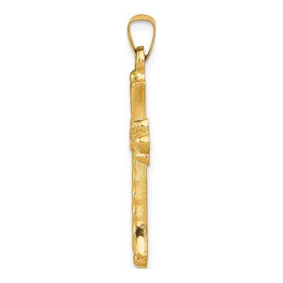 14K Yellow Gold Fleur de Lis Cross Pendant – view 3