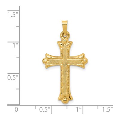 14K Yellow Gold Fleur de Lis Cross Pendant – view 4