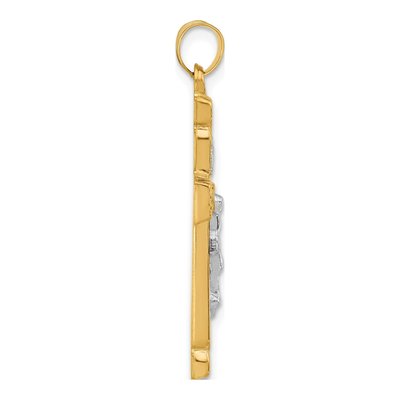 14K Two-Tone Gold INRI Crucifix Pendant – view 2