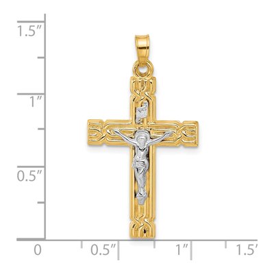 14K Two-Tone Gold INRI Crucifix Pendant – view 4