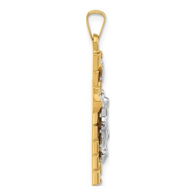 14K Two-Tone Gold Hollow Crucifix Pendant – view 2