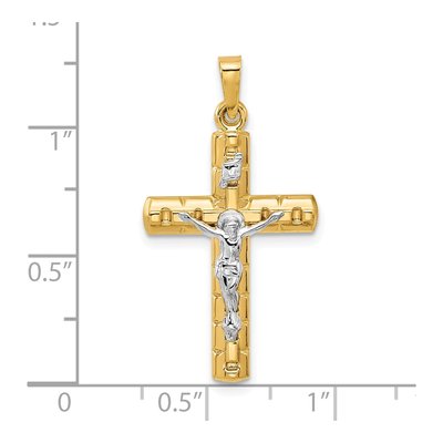 14K Two-Tone Gold Hollow Crucifix Pendant – view 4