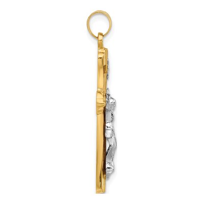 14K Two-Tone Gold INRI Crucifix Pendant – view 2