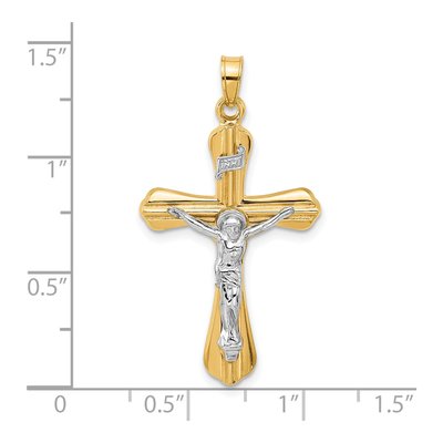 14K Two-Tone Gold INRI Crucifix Pendant – view 4
