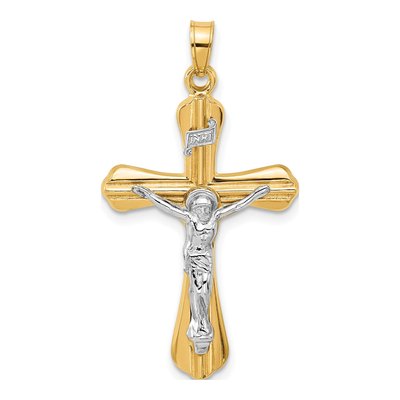14K Two-Tone Gold INRI Crucifix Pendant