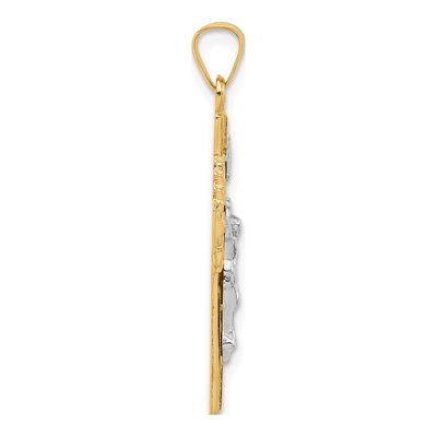 14K Two-Tone Gold Hollow INRI Crucifix Pendant – view 2