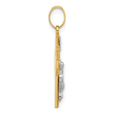 14K Two-Tone Gold Hollow INRI Crucifix Pendant – view 2