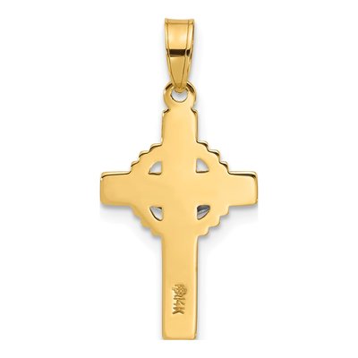 14K Two-Tone Gold Hollow INRI Crucifix Pendant – view 3