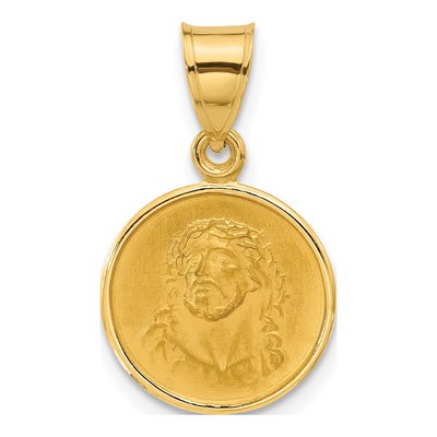 14K Yellow Gold Face of Jesus Medal Pendant