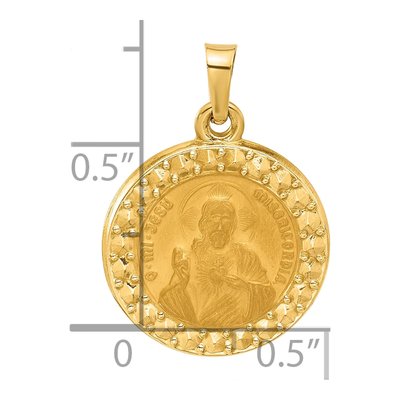 14K Yellow Gold Sacred Heart of Jesus Medal Pendant – view 5