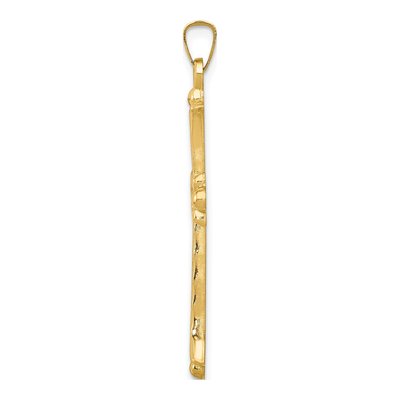 14K Yellow Gold Fleur de Lis Cross Pendant – view 3