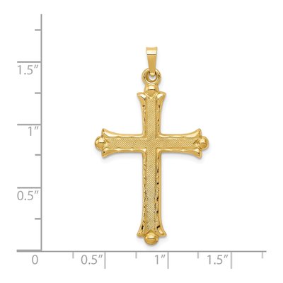 14K Yellow Gold Fleur de Lis Cross Pendant – view 4