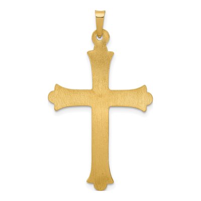 14K Yellow Gold Fleur de Lis Cross Pendant – view 5