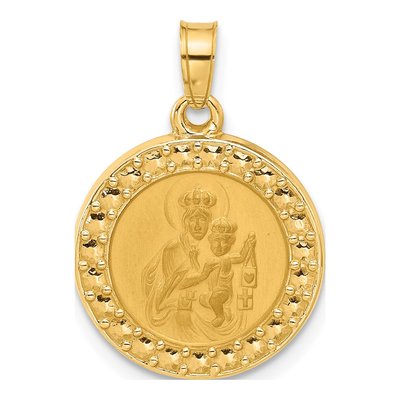 14K Yellow Gold Our of Mt Carmel Medal Pendant