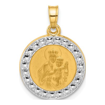 14K Yellow Gold Our of Mt Carmel Medal Pendant
