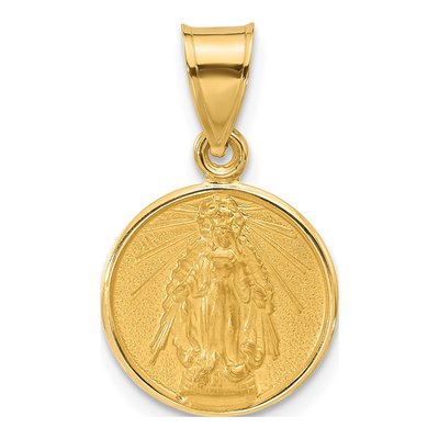 14K Yellow Gold Miraculous Medal Pendant