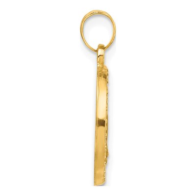 14K Yellow Gold Hollow Miraculous Mary Back Medal Pendant – view 2