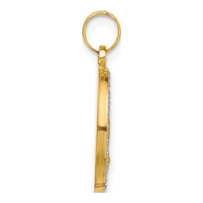 14K Yellow Gold Hollow Miraculous Mary Back Medal Pendant – view 3