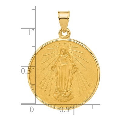 14K Yellow Gold Miraculous Medal Round Pendant – view 4