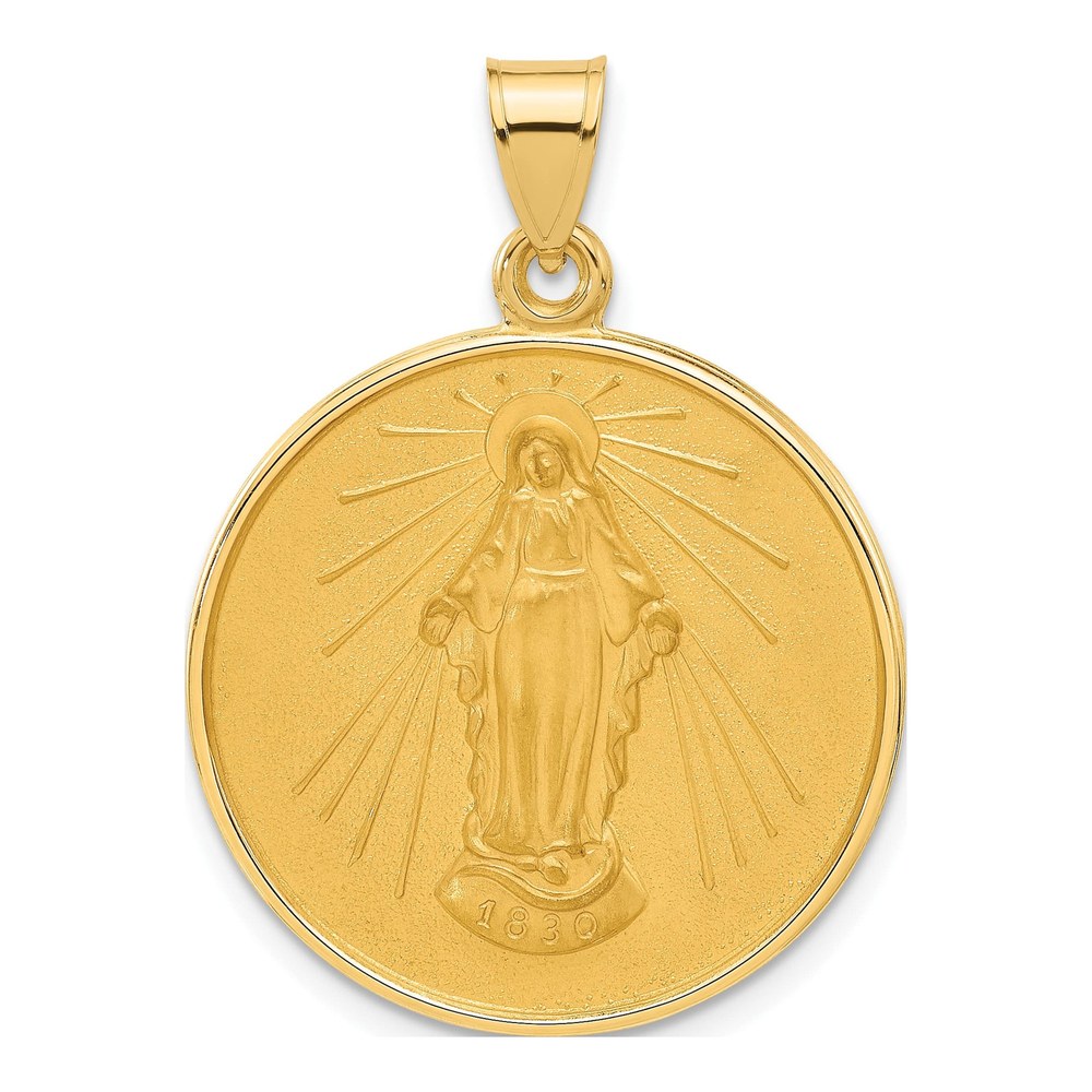 14K Yellow Gold Miraculous Medal Round Pendant