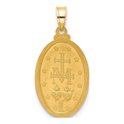 14K Yellow Gold Miraculous Medal Oval Pendant – view 3