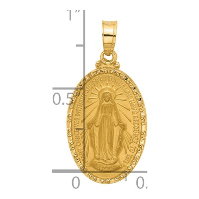14K Yellow Gold Miraculous Medal Oval Pendant – view 4