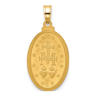 14K Yellow Gold Miraculous Medal Oval Pendant – view 4