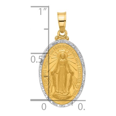 14K Yellow Gold Miraculous Medal Oval Pendant – view 5
