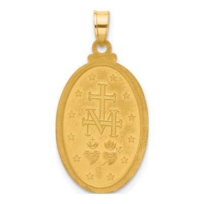 14K Yellow Gold Miraculous Medal Oval Pendant – view 4