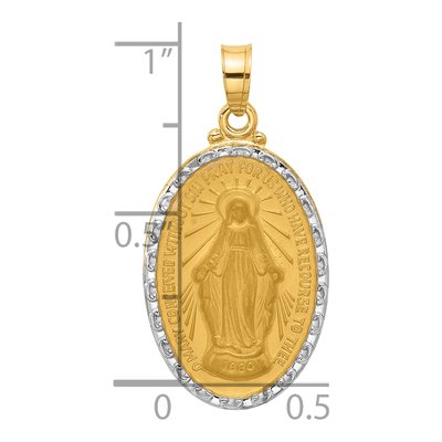 14K Yellow Gold Miraculous Medal Oval Pendant – view 5