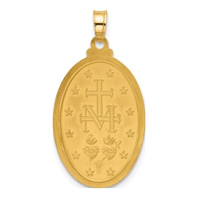 14K Yellow Gold Miraculous Medal Oval Pendant – view 4