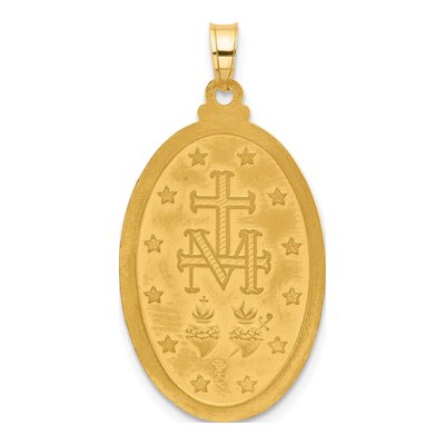 14K Yellow Gold Miraculous Medal Oval Pendant – view 4
