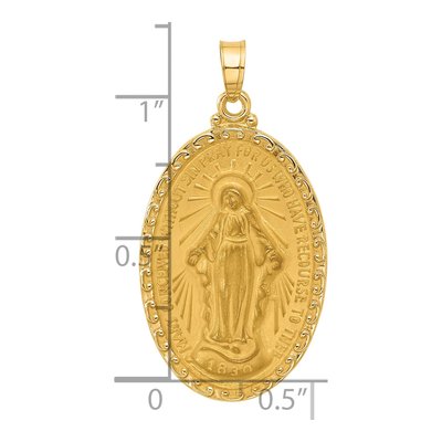14K Yellow Gold Miraculous Medal Oval Pendant – view 5