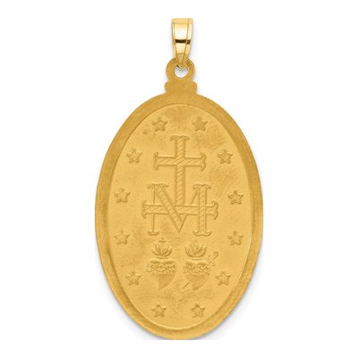 14K Yellow Gold Miraculous Medal Oval Pendant – view 4