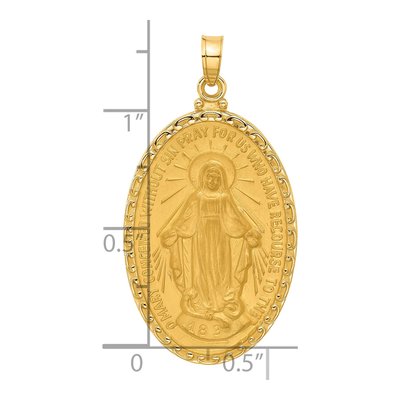 14K Yellow Gold Miraculous Medal Oval Pendant – view 5