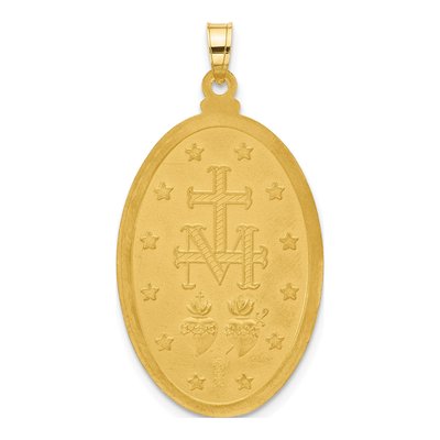 14K Yellow Gold Miraculous Medal Oval Pendant – view 4