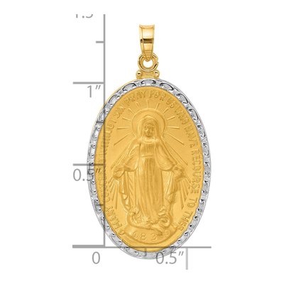 14K Yellow Gold Miraculous Medal Oval Pendant – view 5